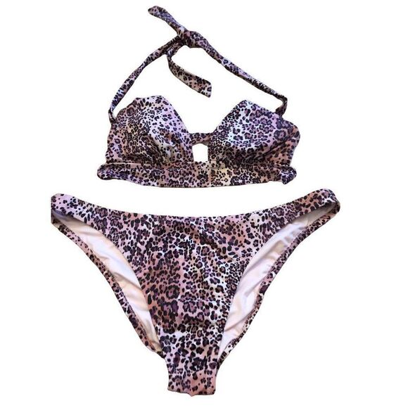 Shade Shore Bikini Swimwear Bottoms Size XL Top M Leopard - Picture 1 of 3